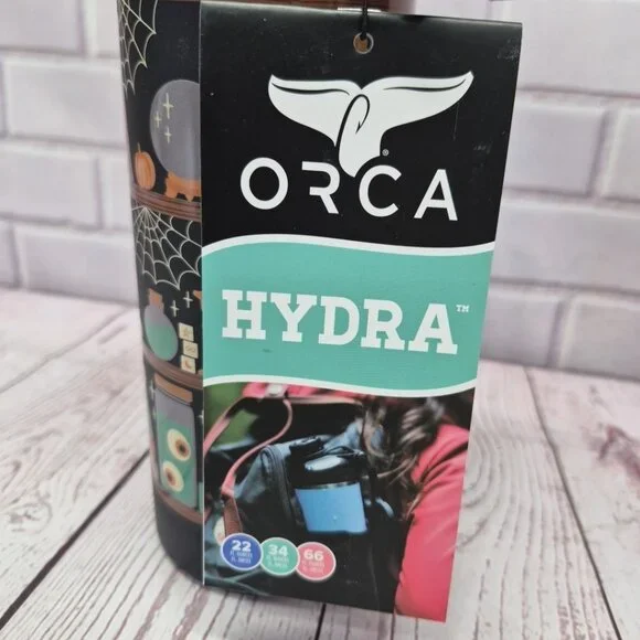 ORCA Hydra 22oz Haunted Library Water Bottle Whale Tail Carry Handle - Picture 5 of 10